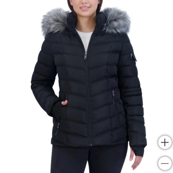 Nautica ladies puffer jacket with faux fur hood - Picture 1 of 5